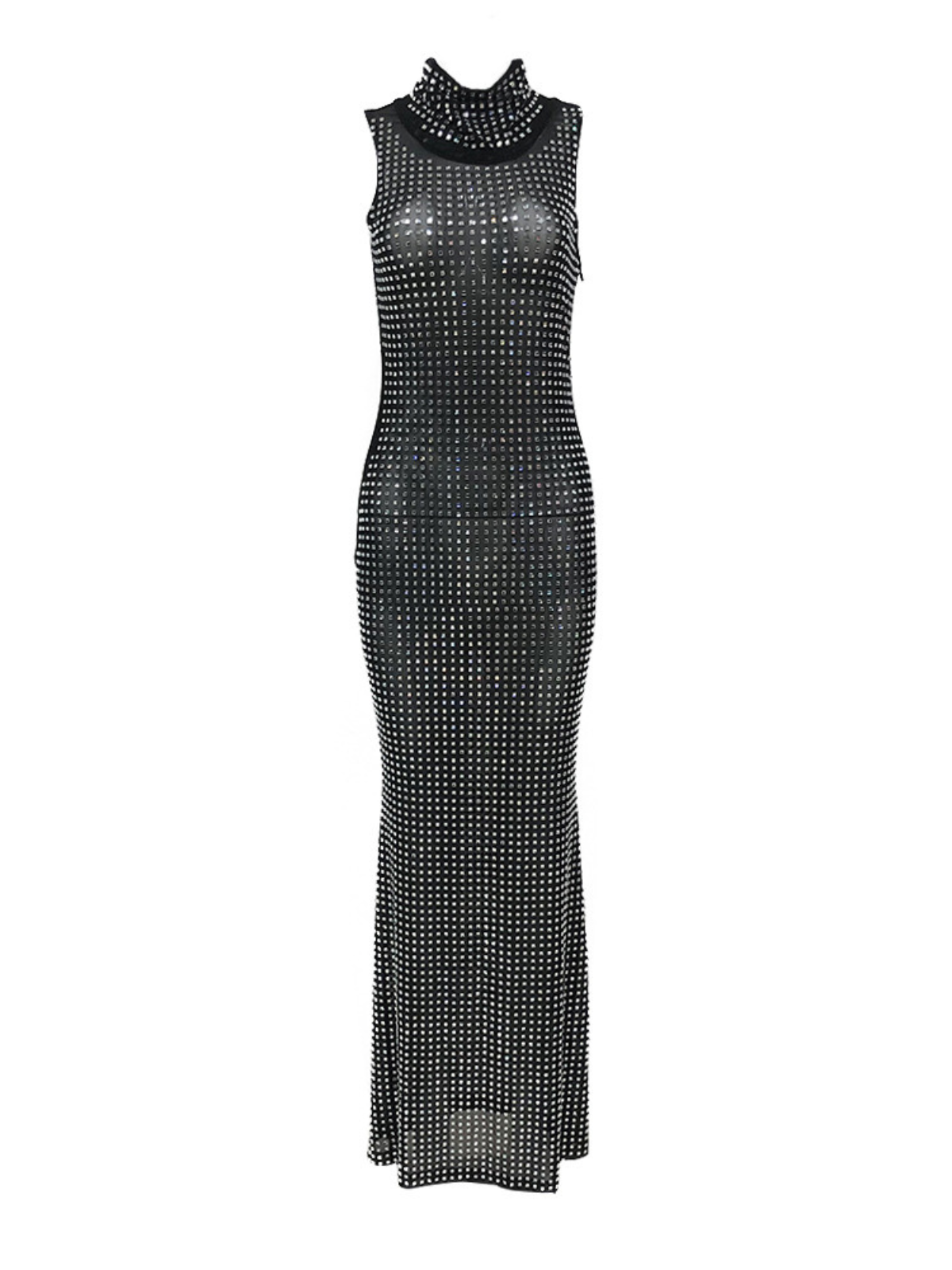 Abetzi Kolsuz Kristal Ağı Mesh Maxi Elbise