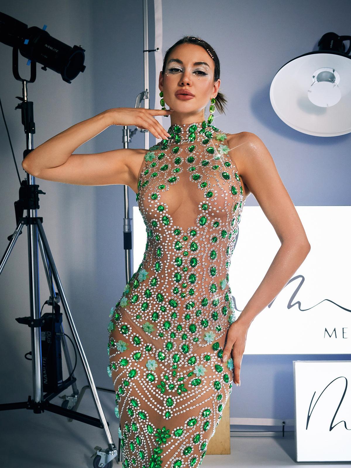 Ahava Rhinestone Taşlı Maxi Elbise