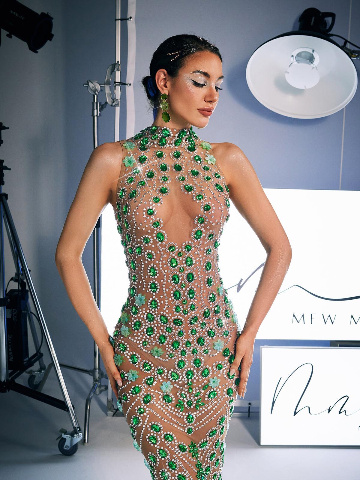 Ahava Rhinestone Taşlı Maxi Elbise