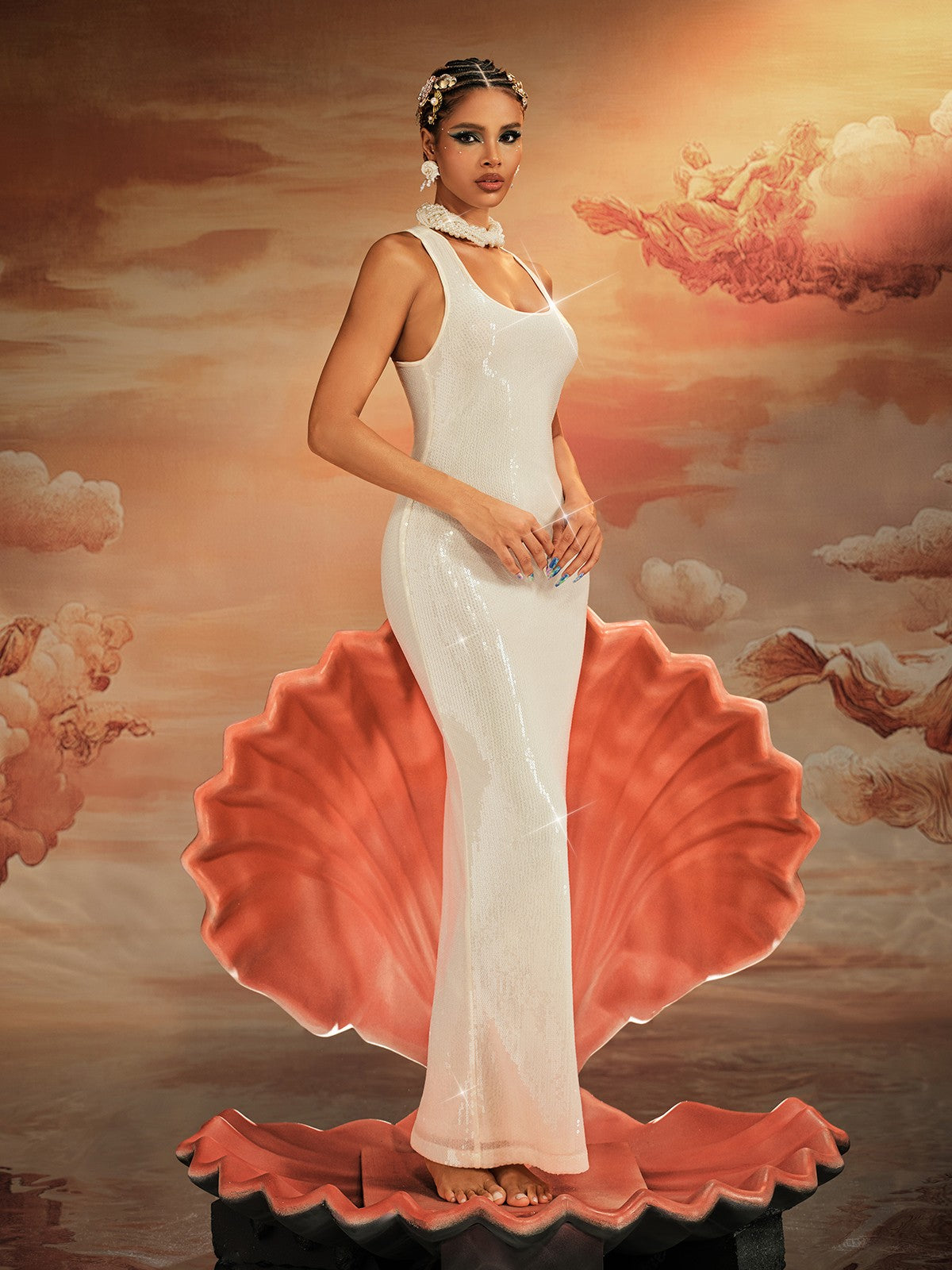 Akanji Derin Yaka Pullu Maxi Elbise