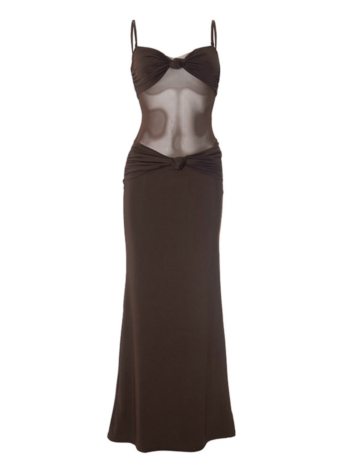 Australis Spagetti Fiyonklu Kıvrımlı Maxi Elbise