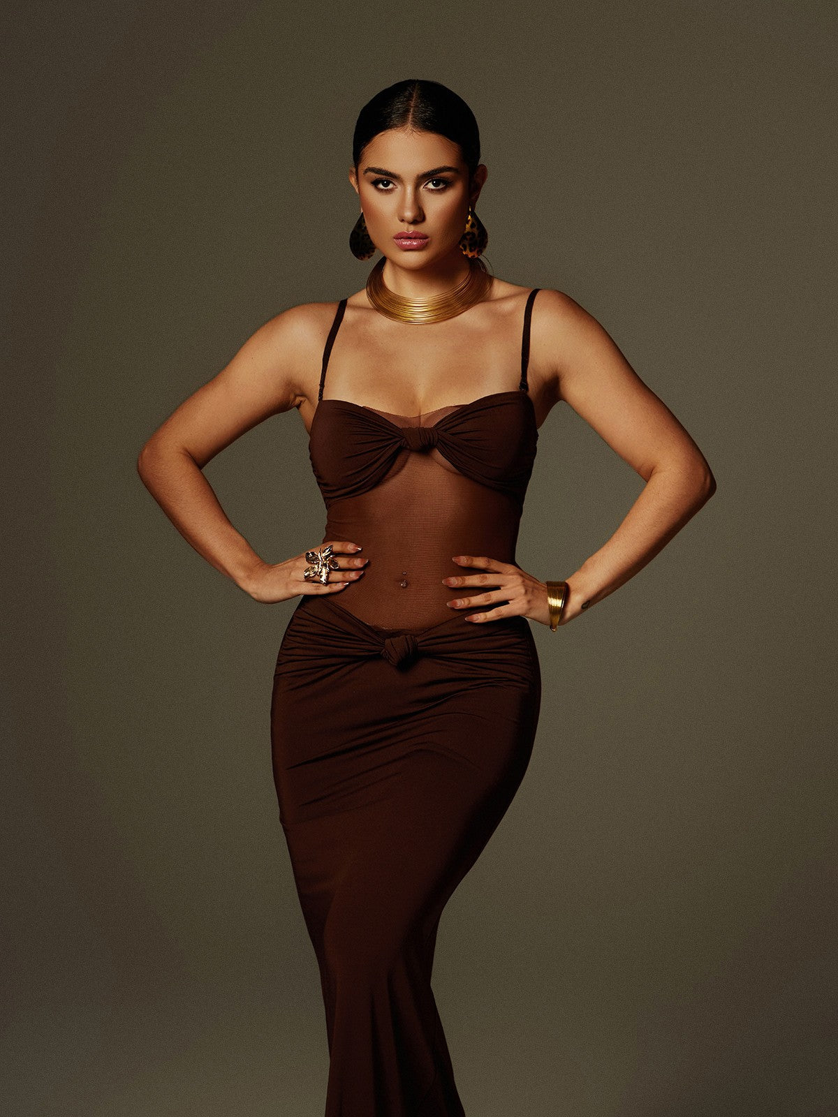 Australis Spagetti Fiyonklu Kıvrımlı Maxi Elbise