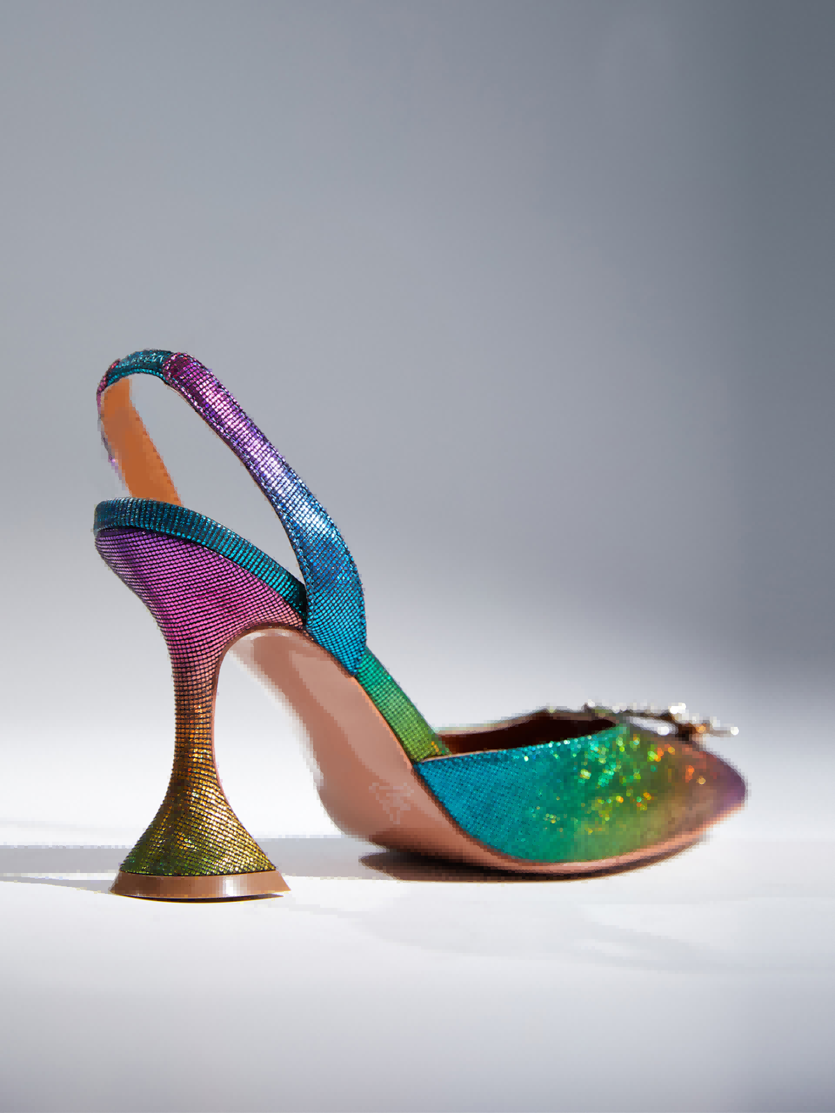 Avalira Taşlı Slingback Fırfırlı Topuklu Ayakkabılar Çok Renkli