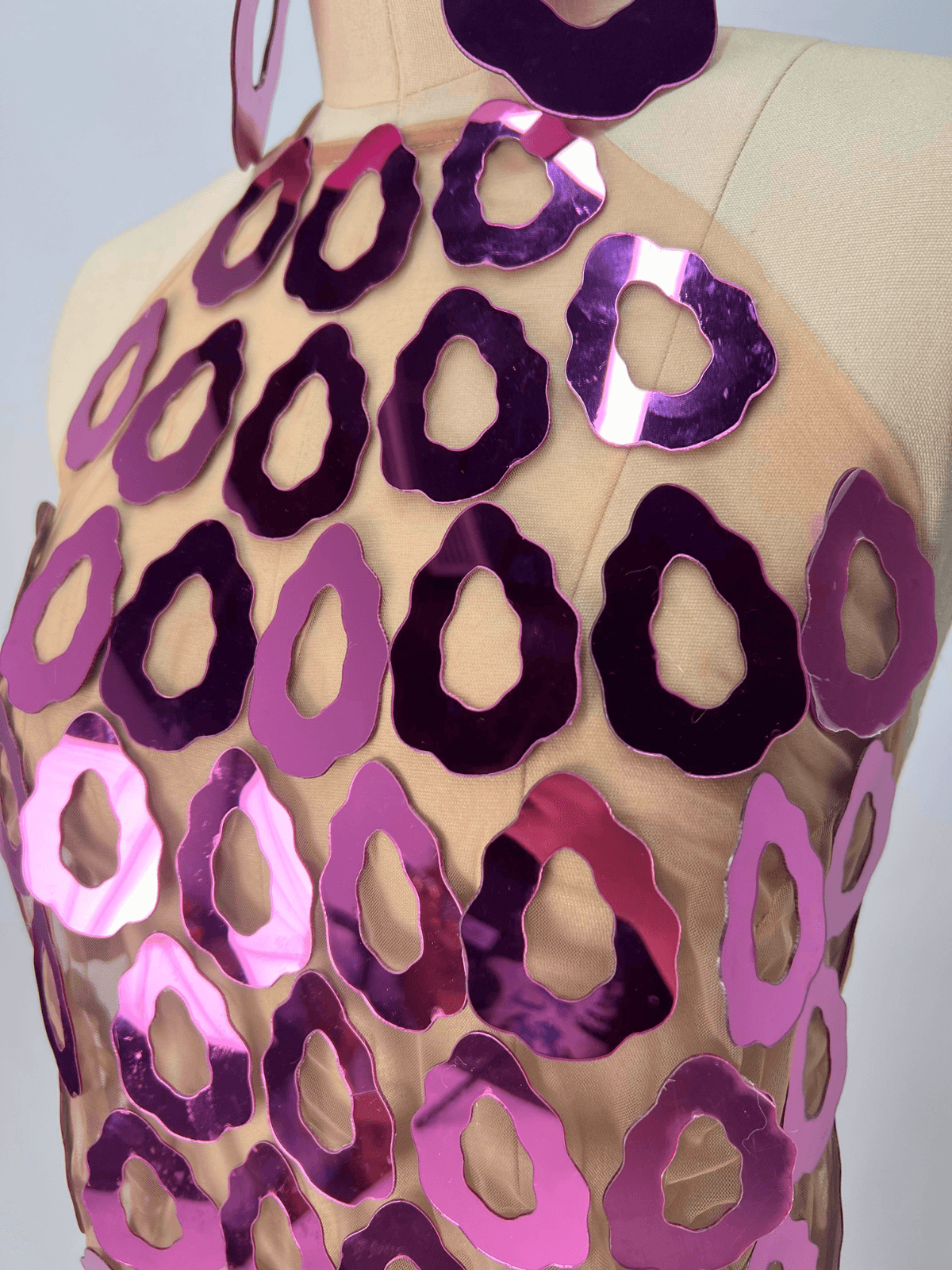 Badel Halterneck Akrilik File Mini Elbise