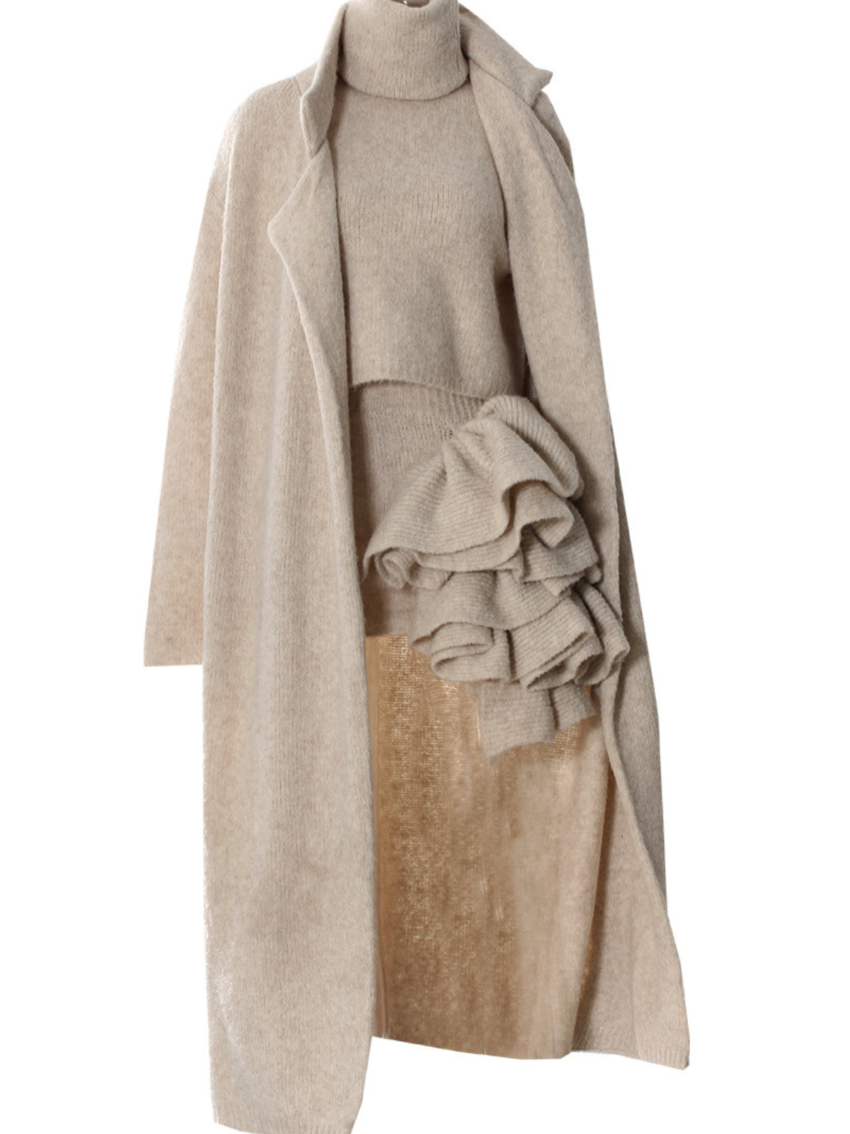 Blamey Fırfırlı Çiçekli Örgü Etek Takımı