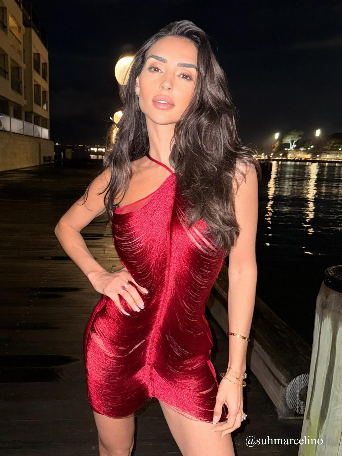 Bluma Halter Yaka Fringeli Mini Elbise Kırmızı