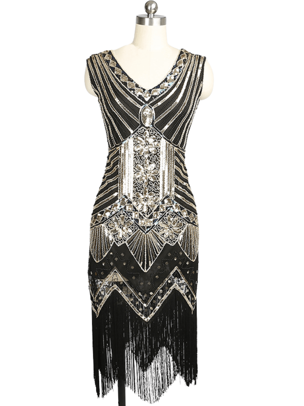 Boomer V Yaka Fringe Pullu Elbise