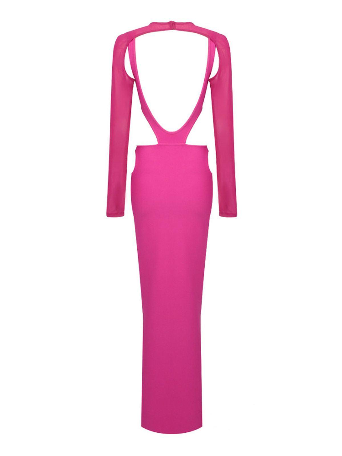 Bronwyn Uzun Kollu Kesik Detaylı Yırtmaçlı Maxi Elbise