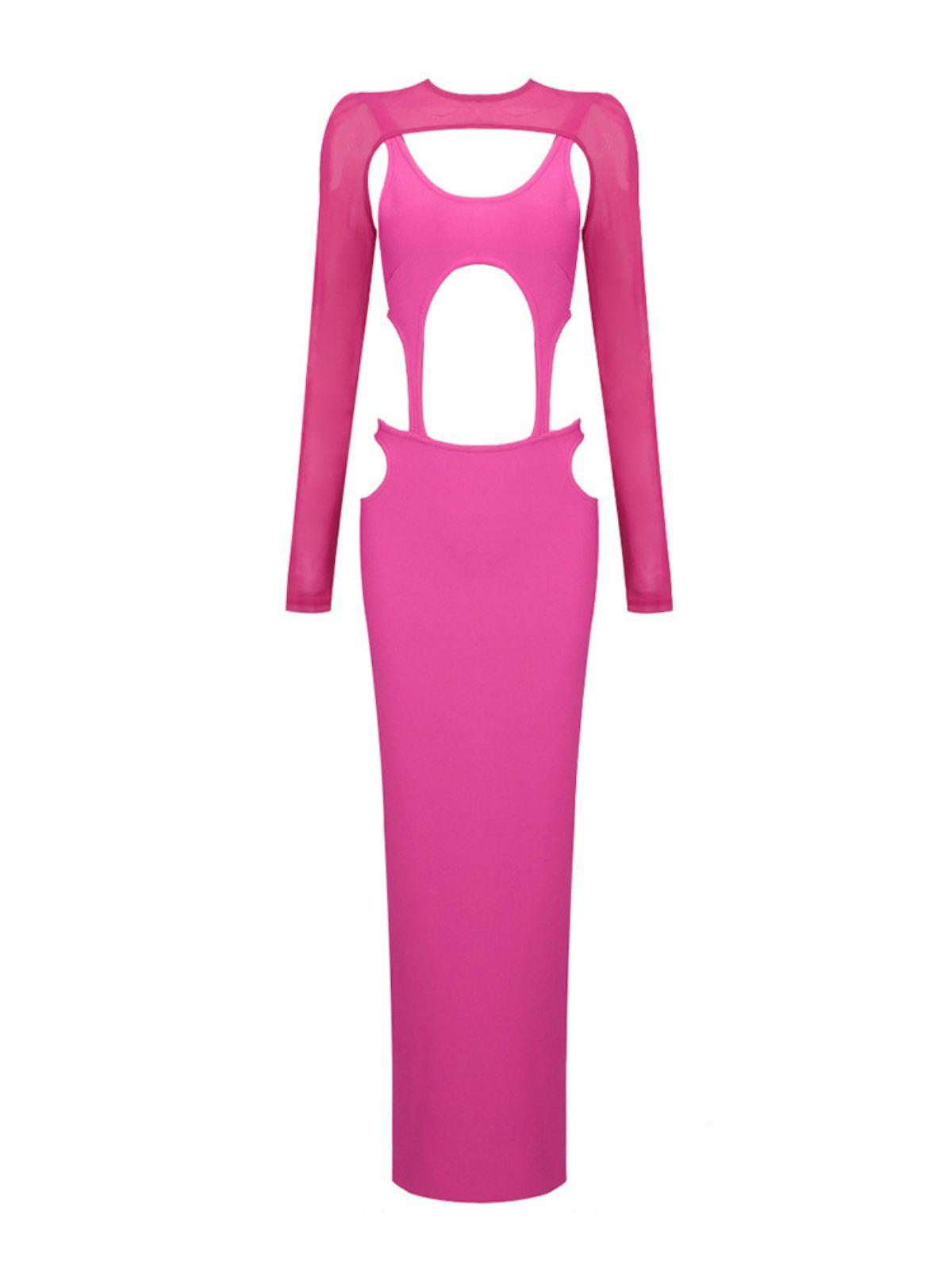 Bronwyn Uzun Kollu Kesik Detaylı Yırtmaçlı Maxi Elbise