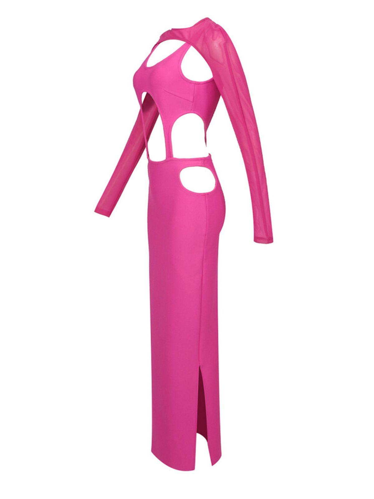 Bronwyn Uzun Kollu Kesik Detaylı Yırtmaçlı Maxi Elbise