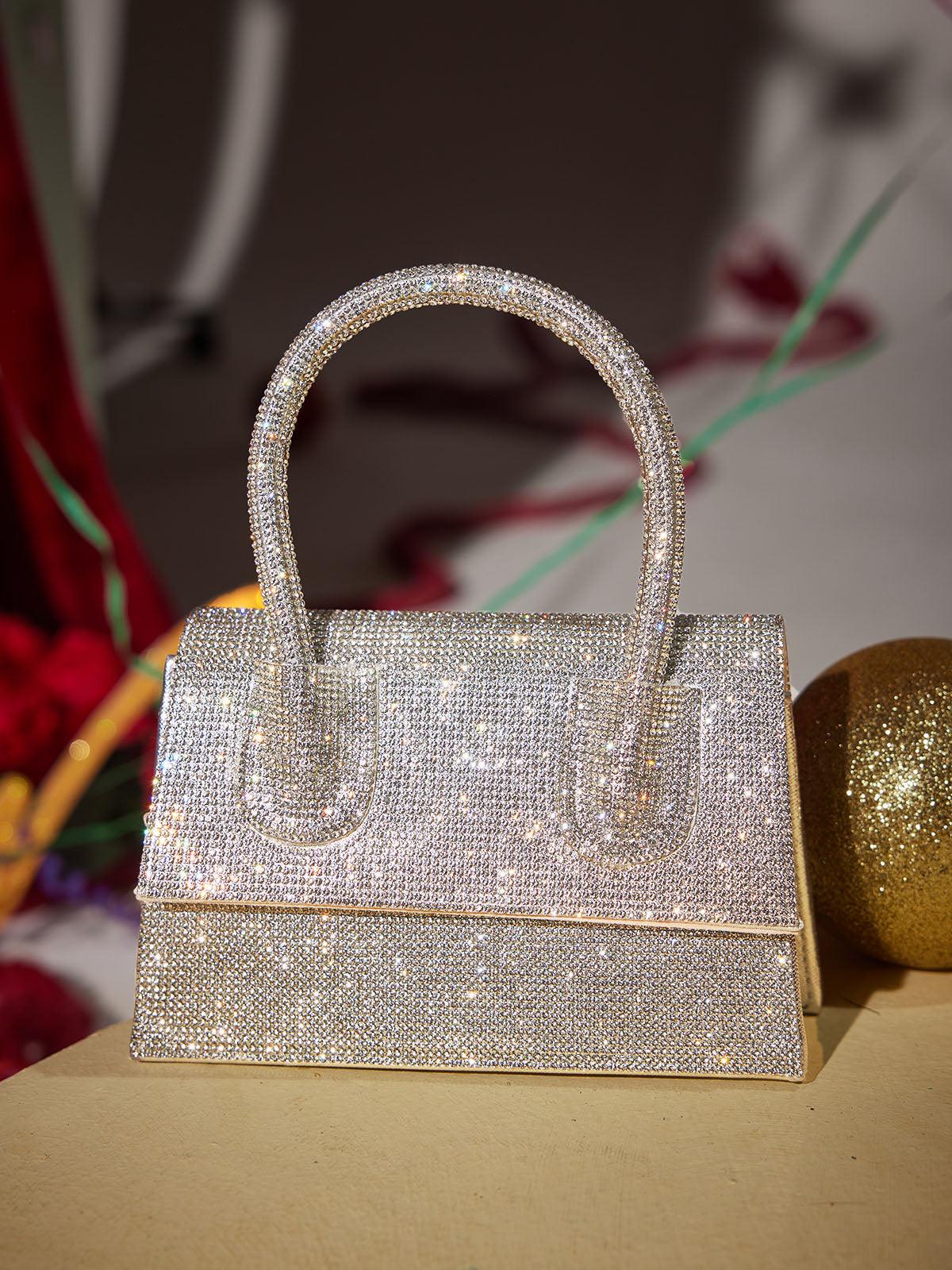 Caleo Kristal Clutch Gümüş