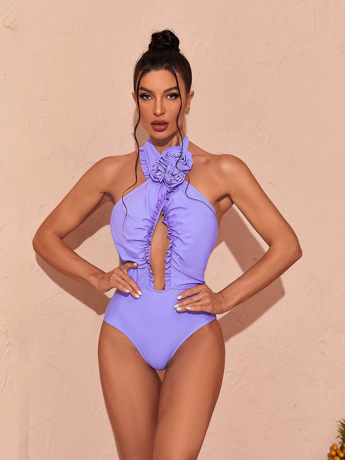 Cally Halter Yaka Mayo İkili Seti Lila