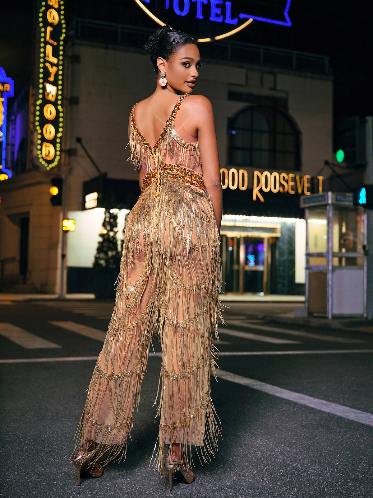 Charnita V Yaka Rhinestone Fringe Tulum