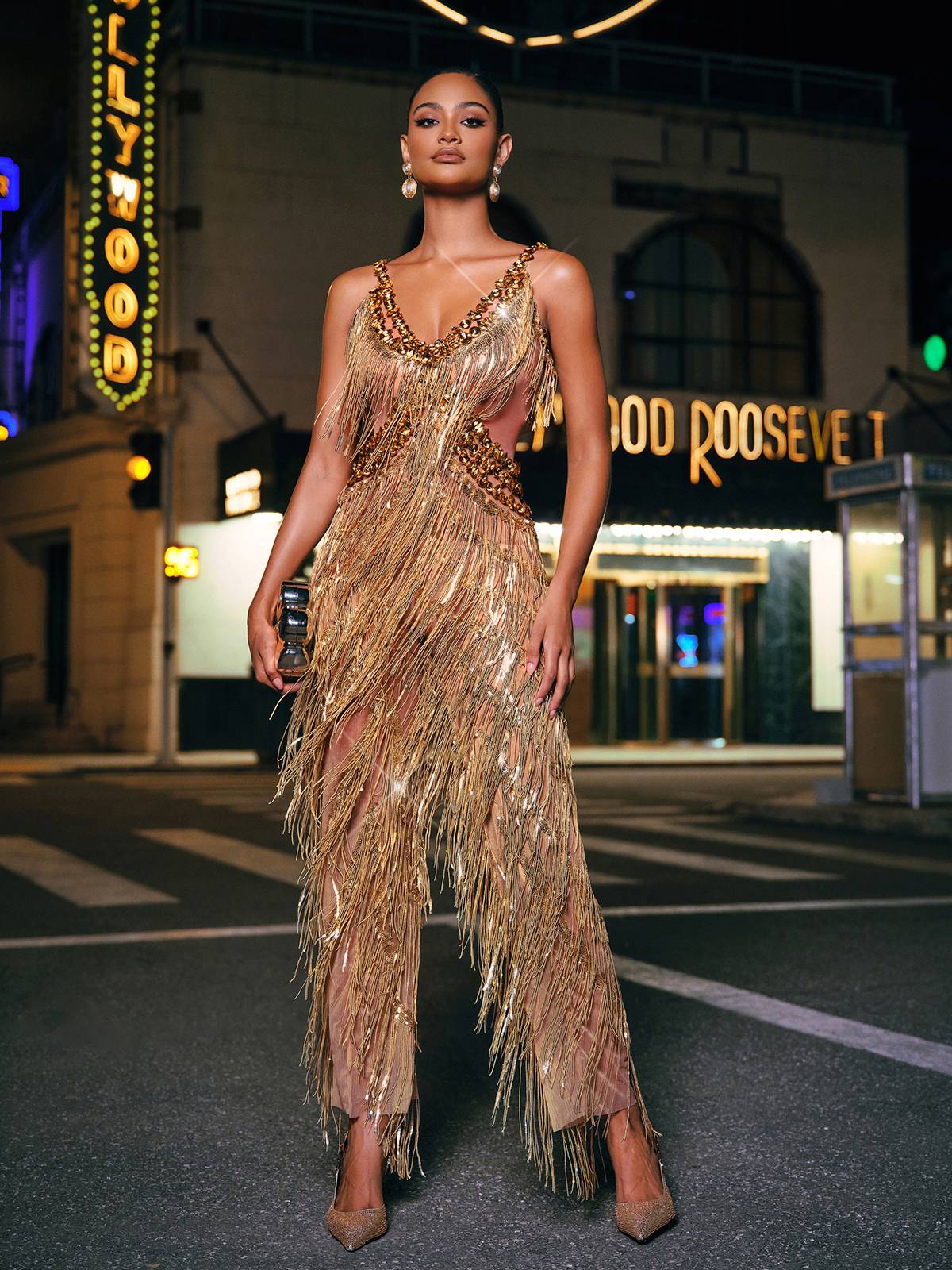 Charnita V Yaka Rhinestone Fringe Tulum
