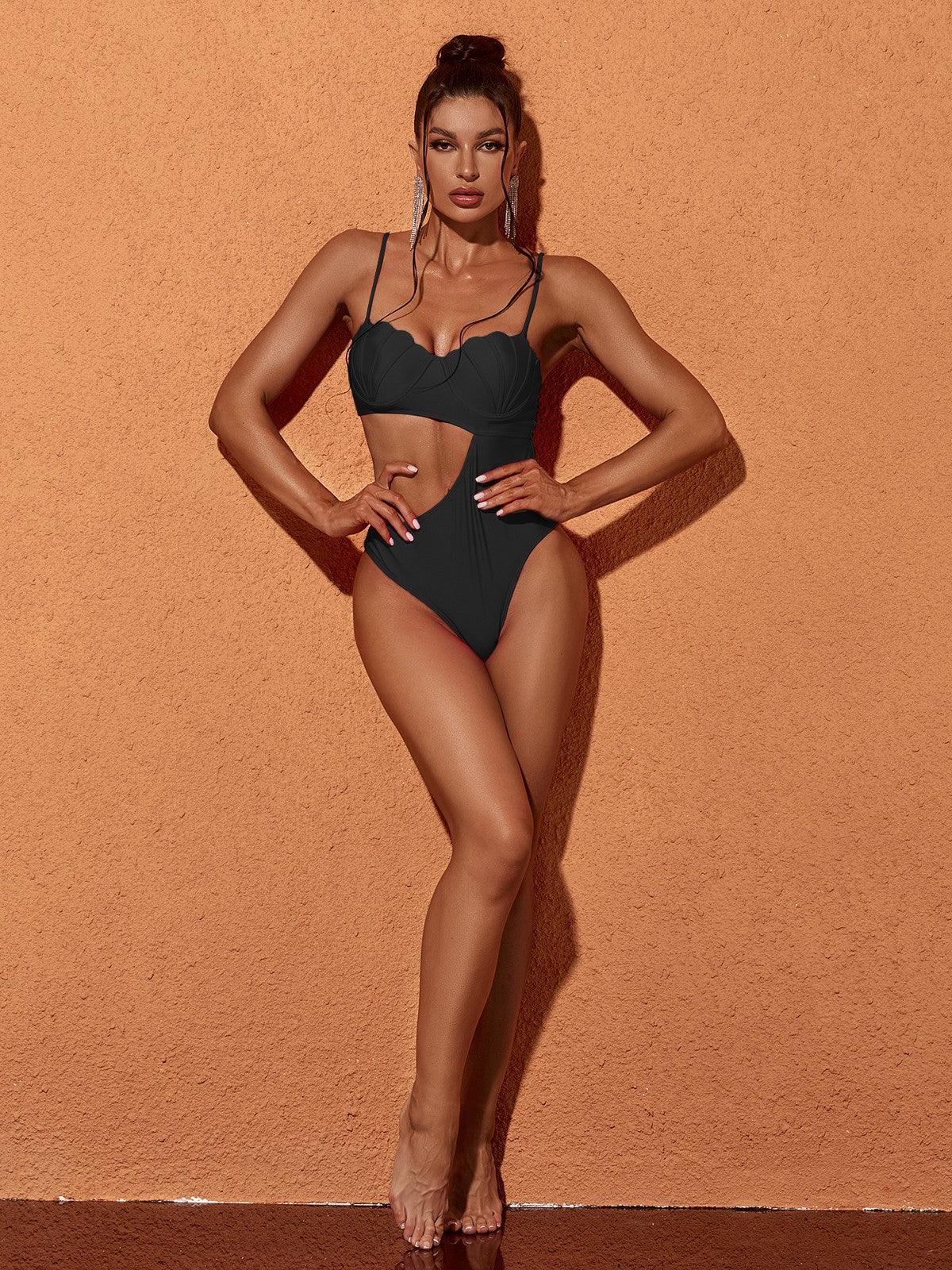 Codi Cutout Tek Parça Mayo Siyah