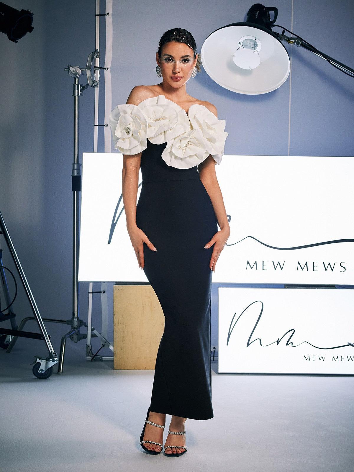 Creed Off Shoulder Çiçek Bandaj Elbise