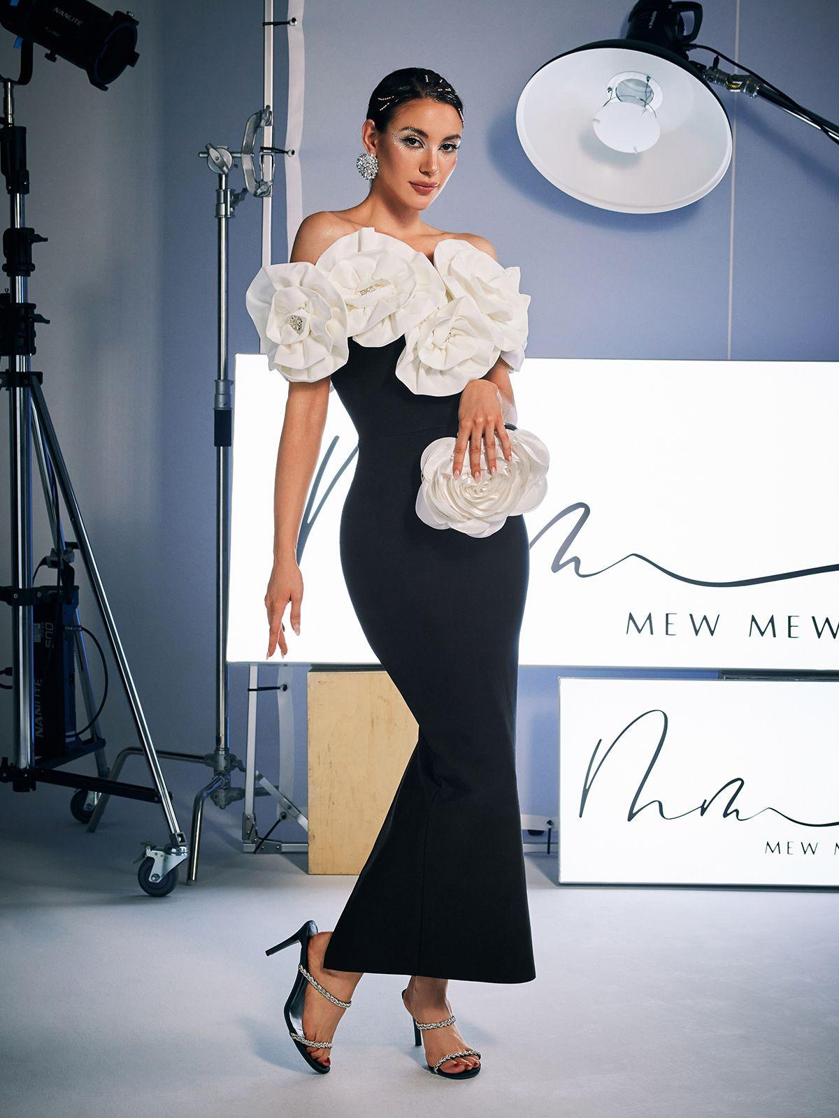 Creed Off Shoulder Çiçek Bandaj Elbise