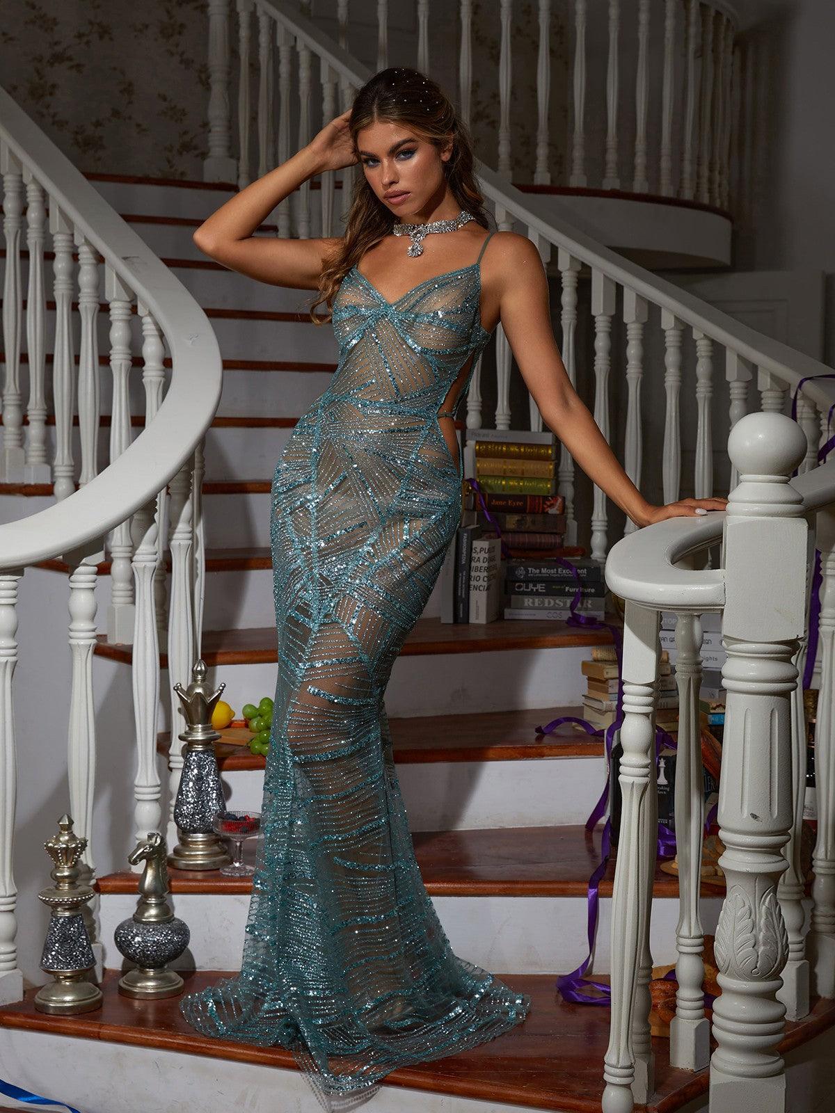 Cynthia Spagetti Payet Maxi Elbise