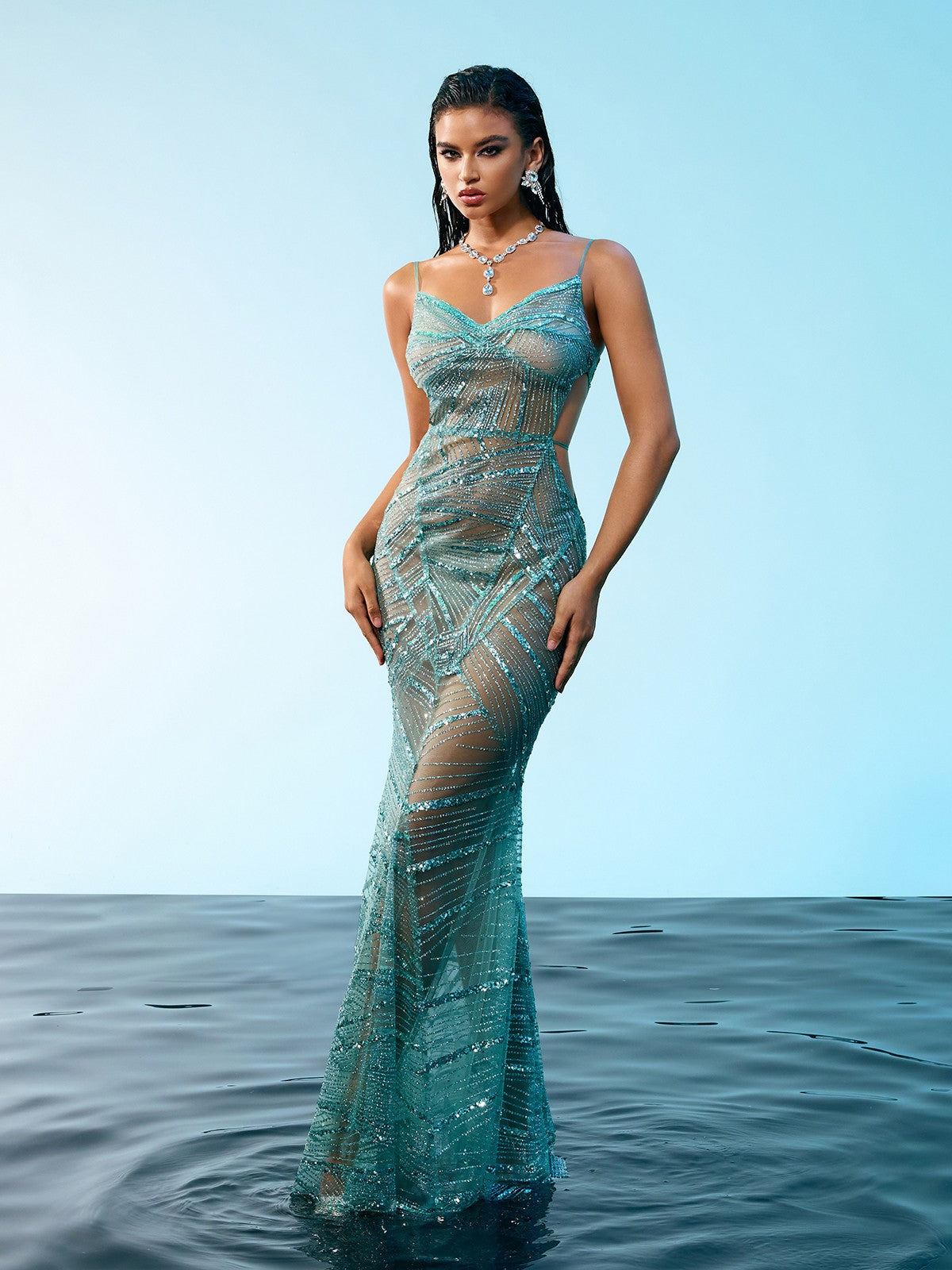 Cynthia Spagetti Payet Maxi Elbise