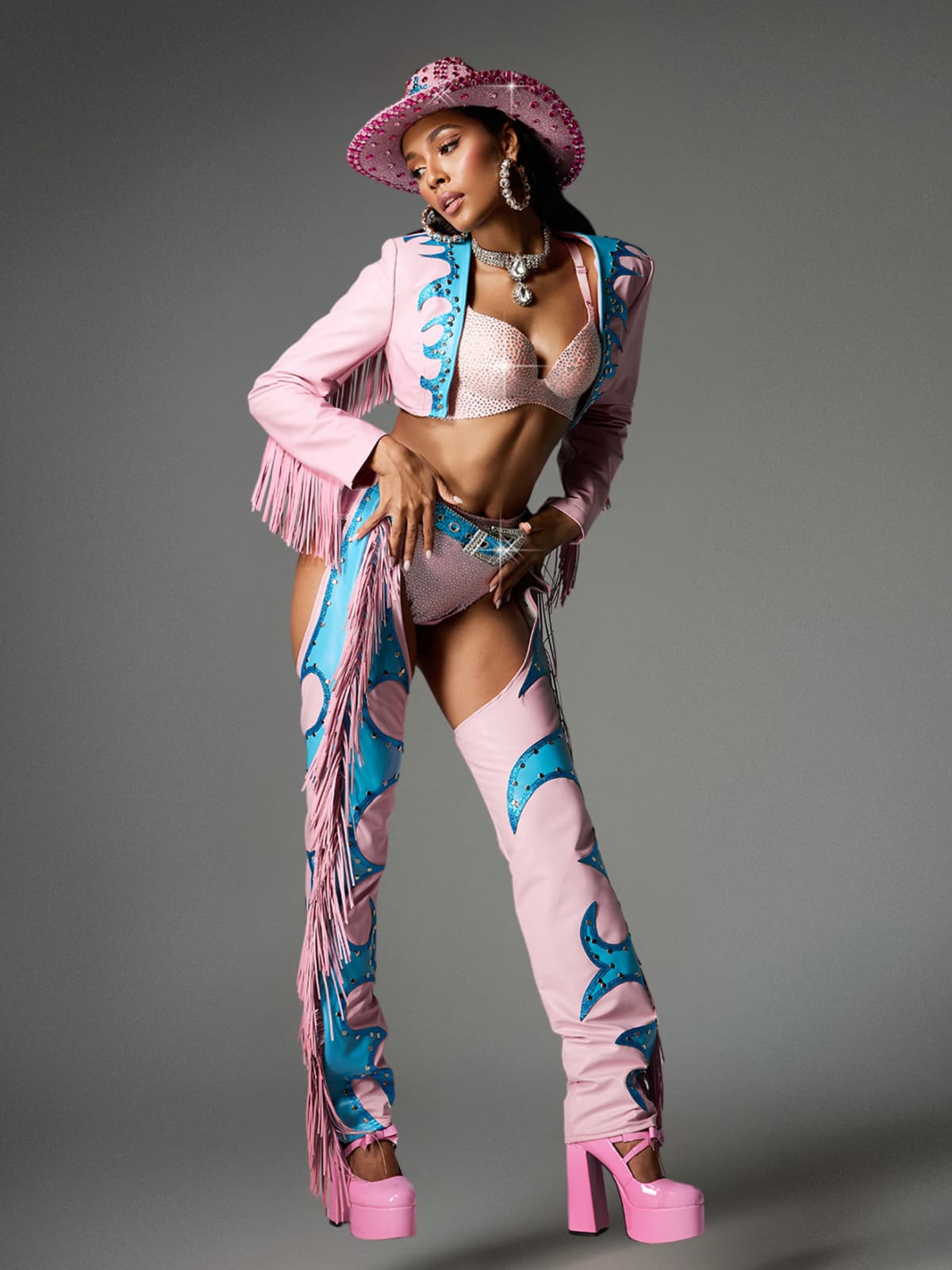 Cyrviel Franjeli Cowgirl Kıyafeti Pembe