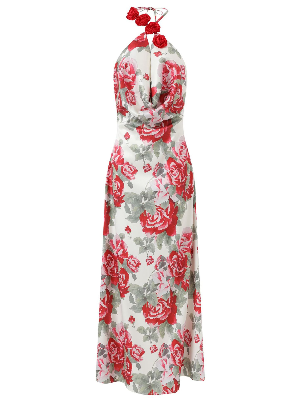 Daelira Halter Yaka Çiçekli Maxi Elbise