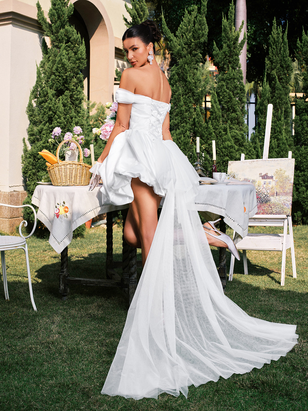 Danyal Off Shoulder Ruched Saten Elbise