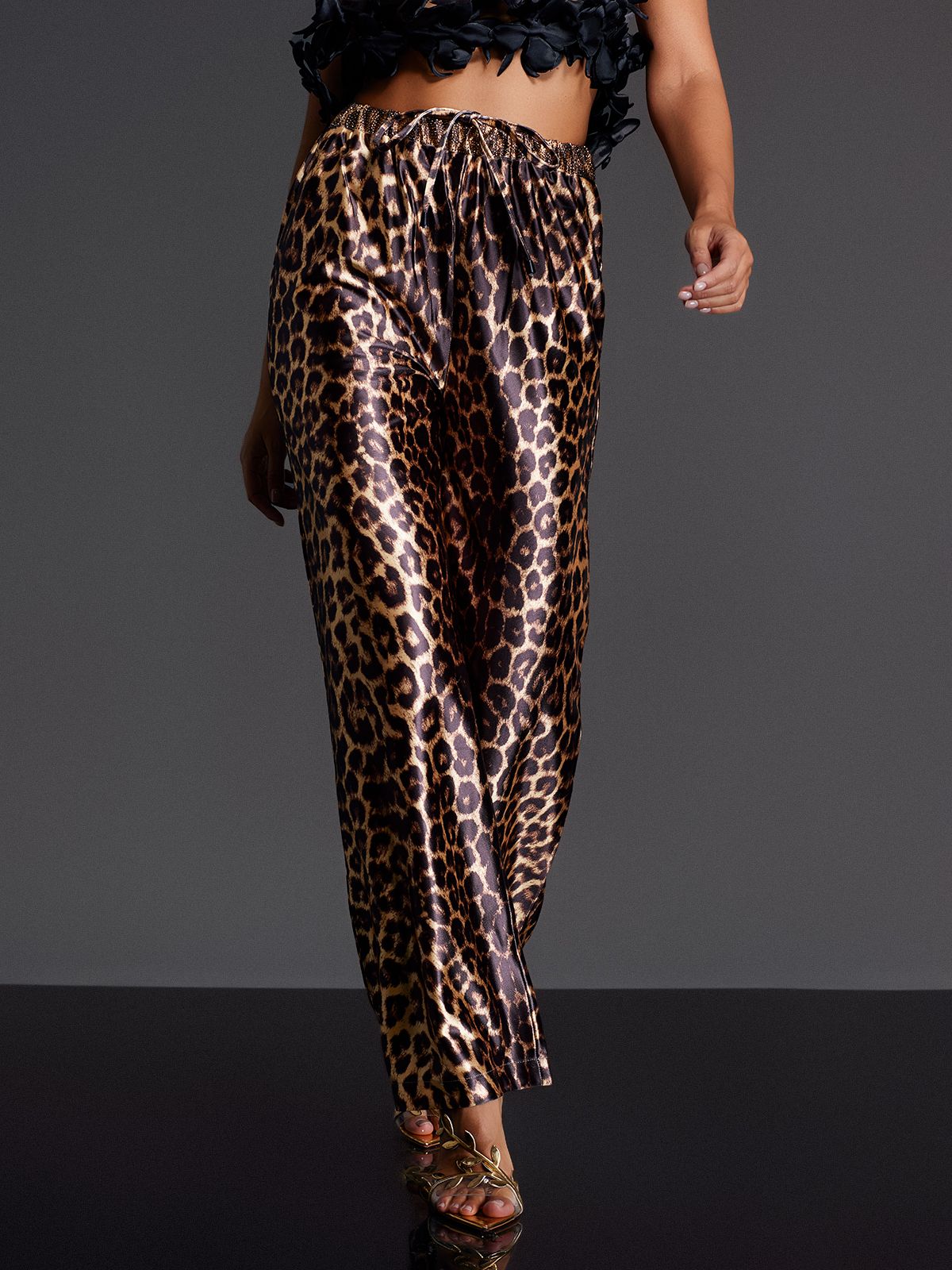 Enabarri Leopar Saten Pantolon