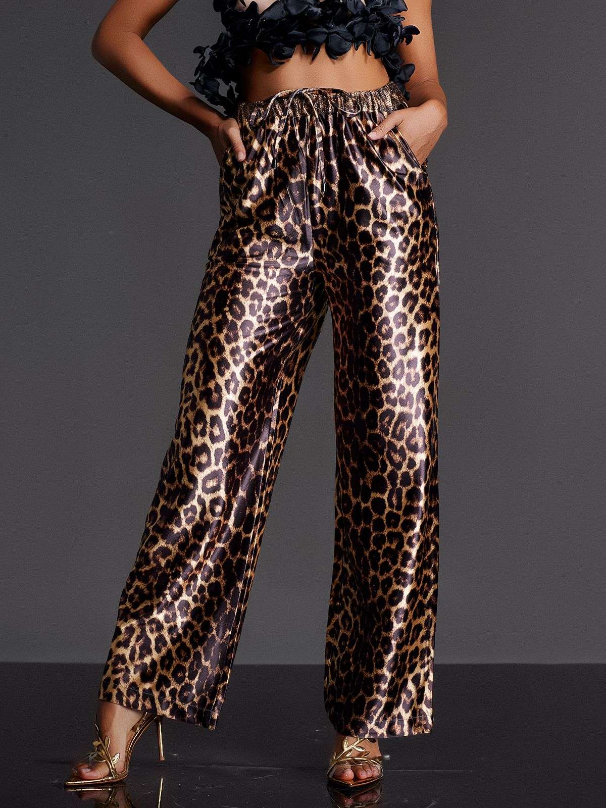 Enabarri Leopar Saten Pantolon