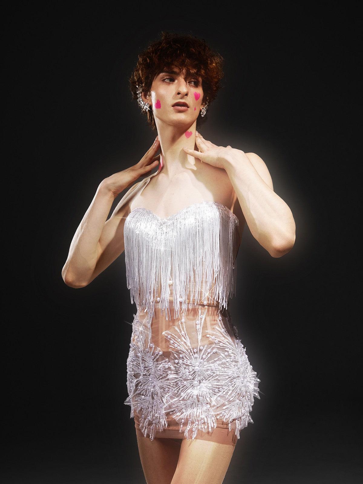 Gadiel Straplez Payetli Korse Dantel Elbise