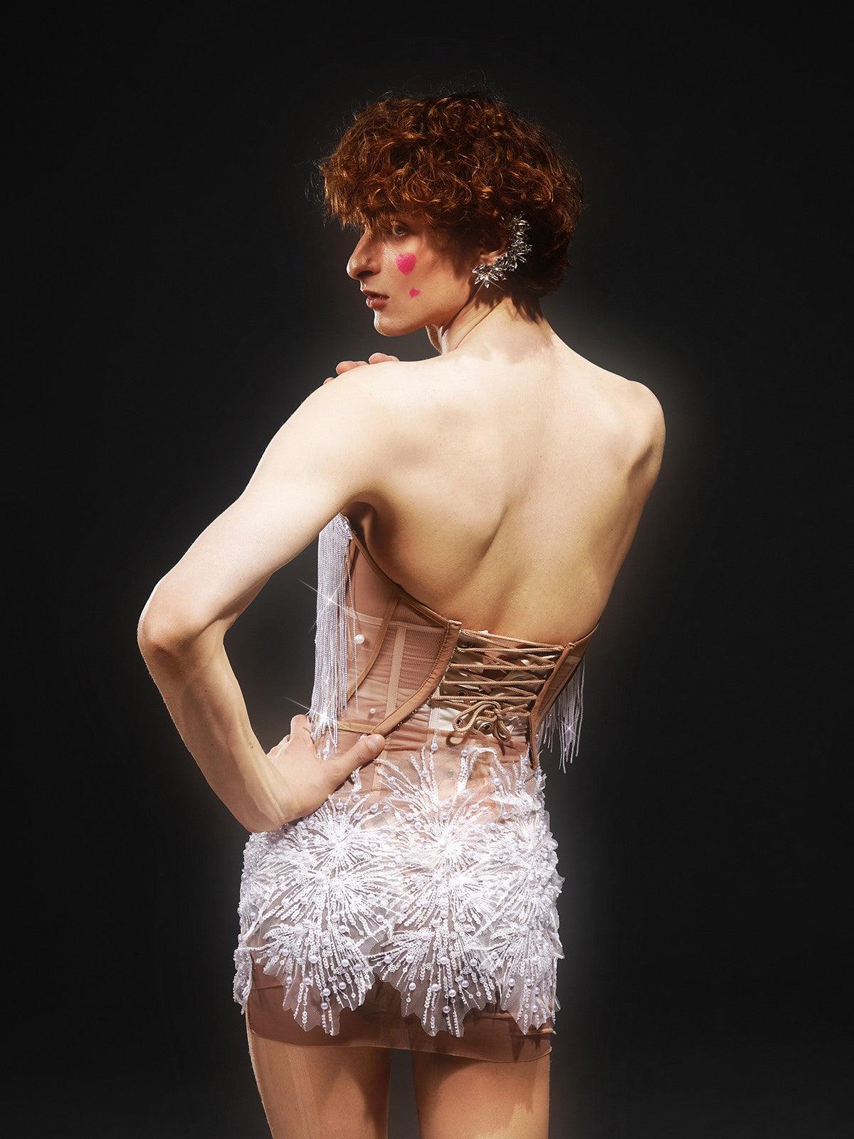 Gadiel Straplez Payetli Korse Dantel Elbise