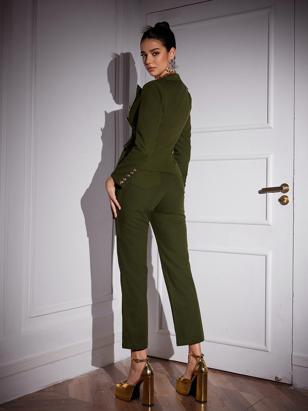 Halcyon Tül Çiçek Düğmeli Blazer Seti