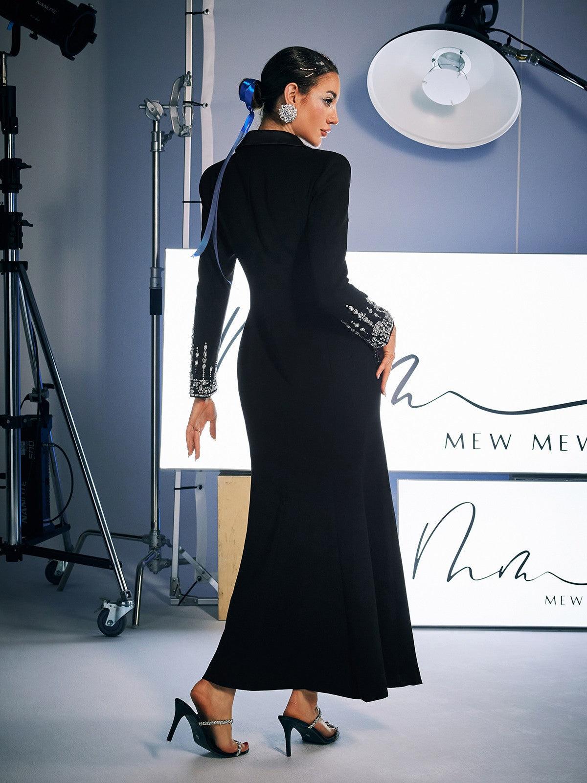 Hassan Taşlı Blazer Elbise Siyah