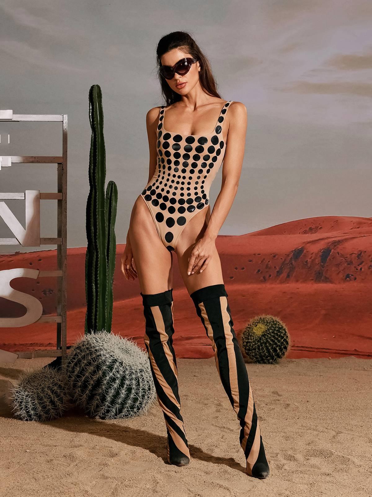 Ishi Nokta Desenli Bodysuit