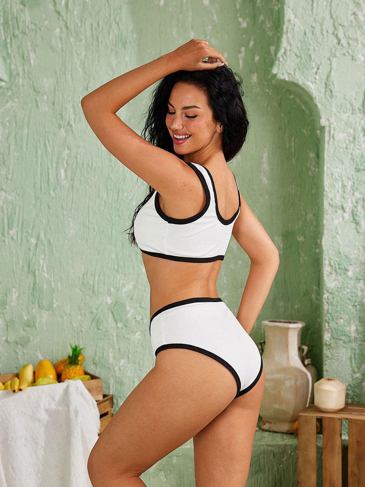 Jacoby Düğmeli Bikini İki Parça Takım Beyaz