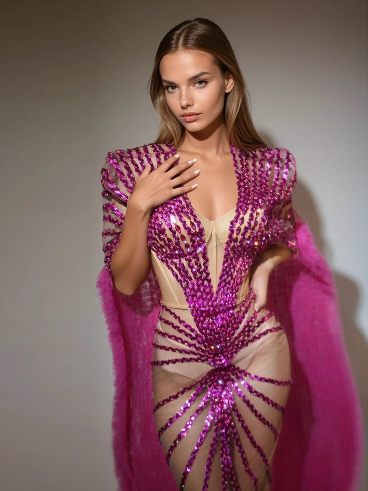 Janeeva Payet Süslemeli Kape Maxi Elbise