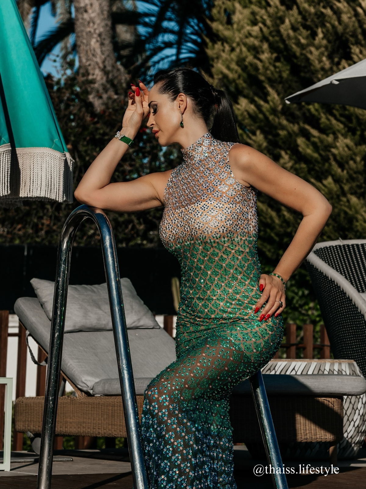 Jenji Deniz Kabuğu Rhinestone Maxi Elbise