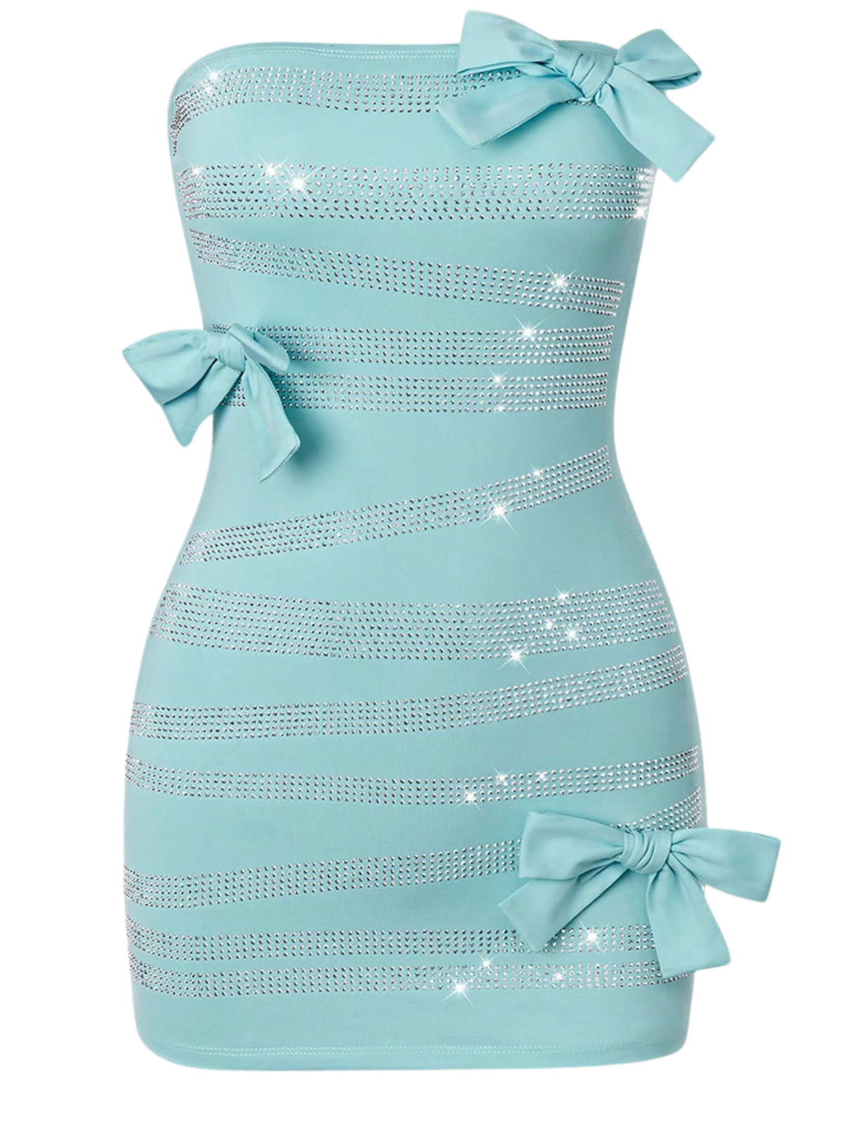 Jorunn Straplez Rhinestone Bows Mini Elbise