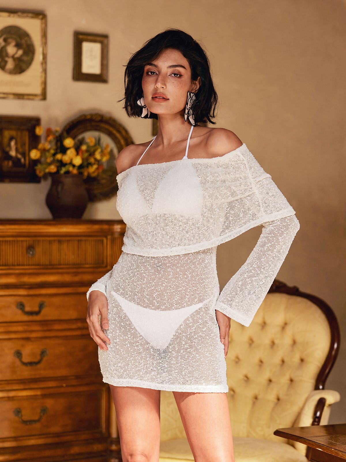 Juliea Off Shoulder Triko Mini Elbise