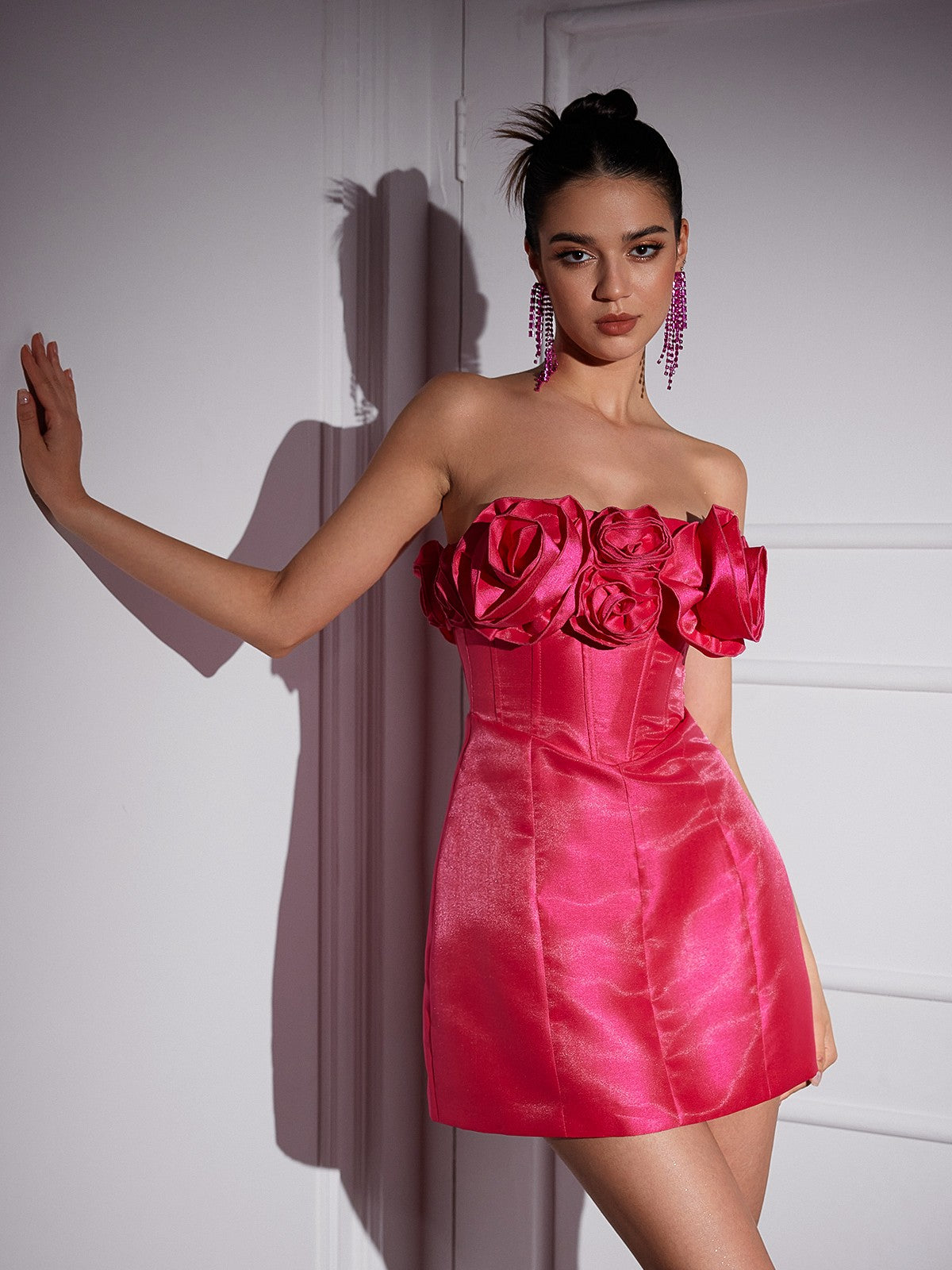 Katelynn Straplez Çiçek Mini Elbise