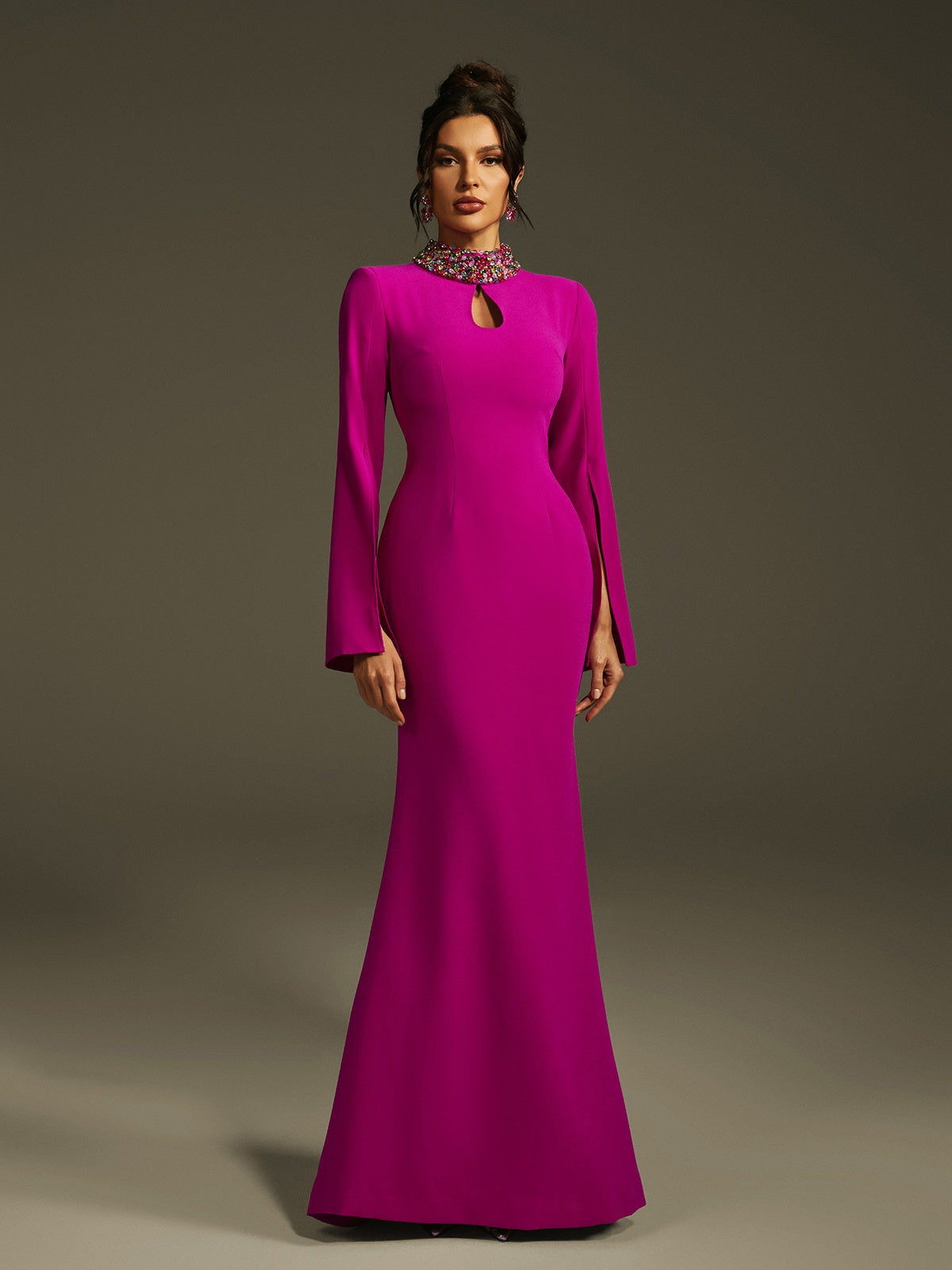 Laksha Cape Kol Kesik Maxi Elbise Mor