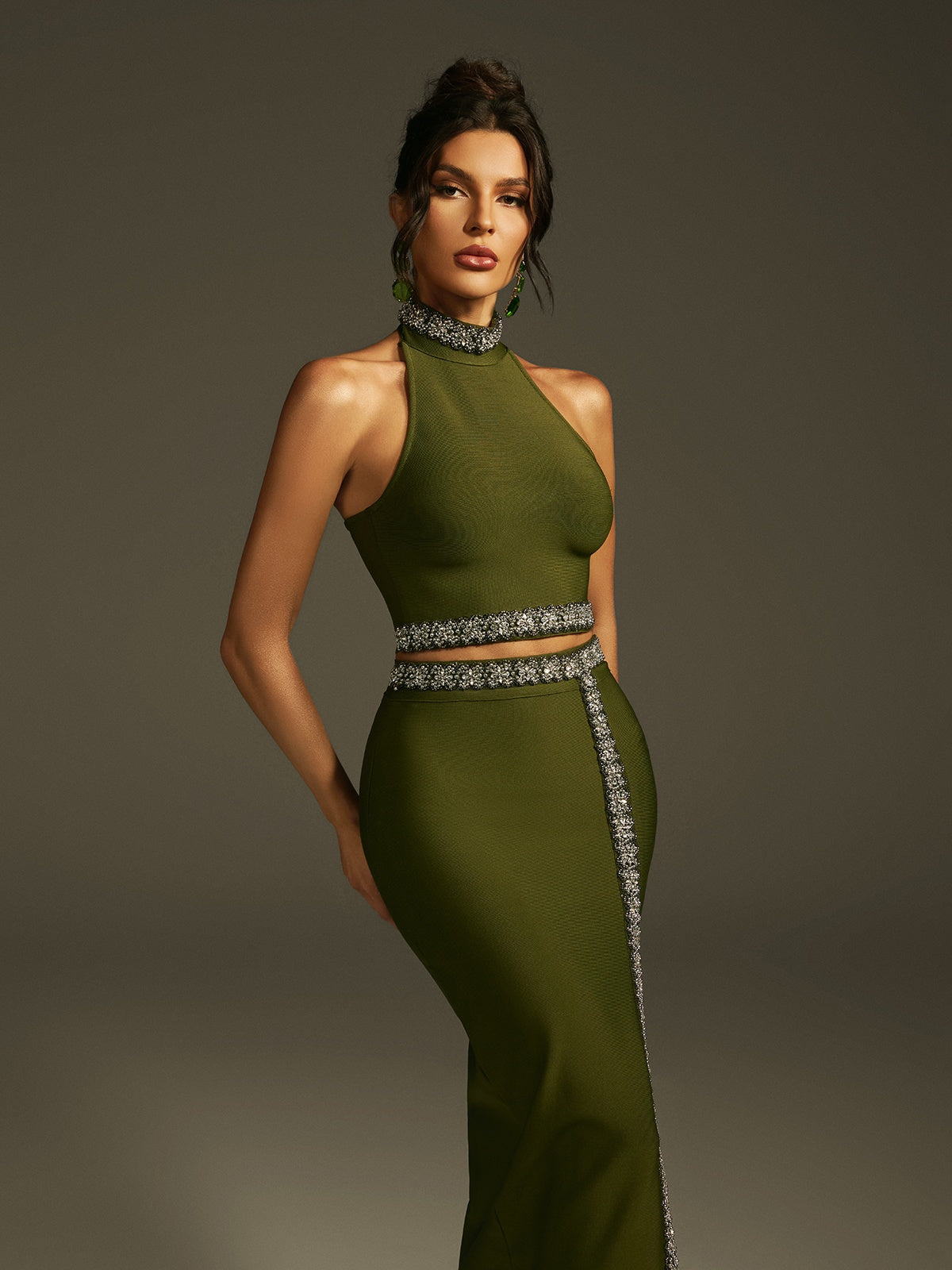 Landri Halterneck Kristal Bandaj Etek Seti