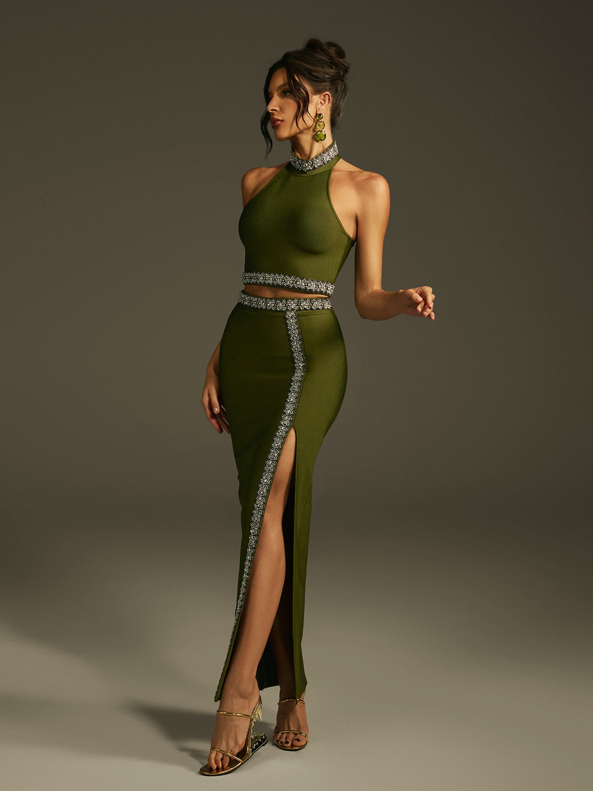 Landri Halterneck Kristal Bandaj Etek Seti