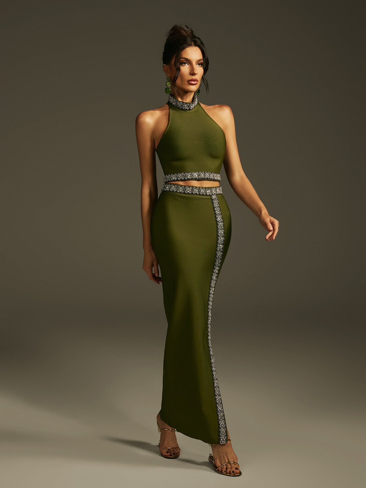 Landri Halterneck Kristal Bandaj Etek Seti