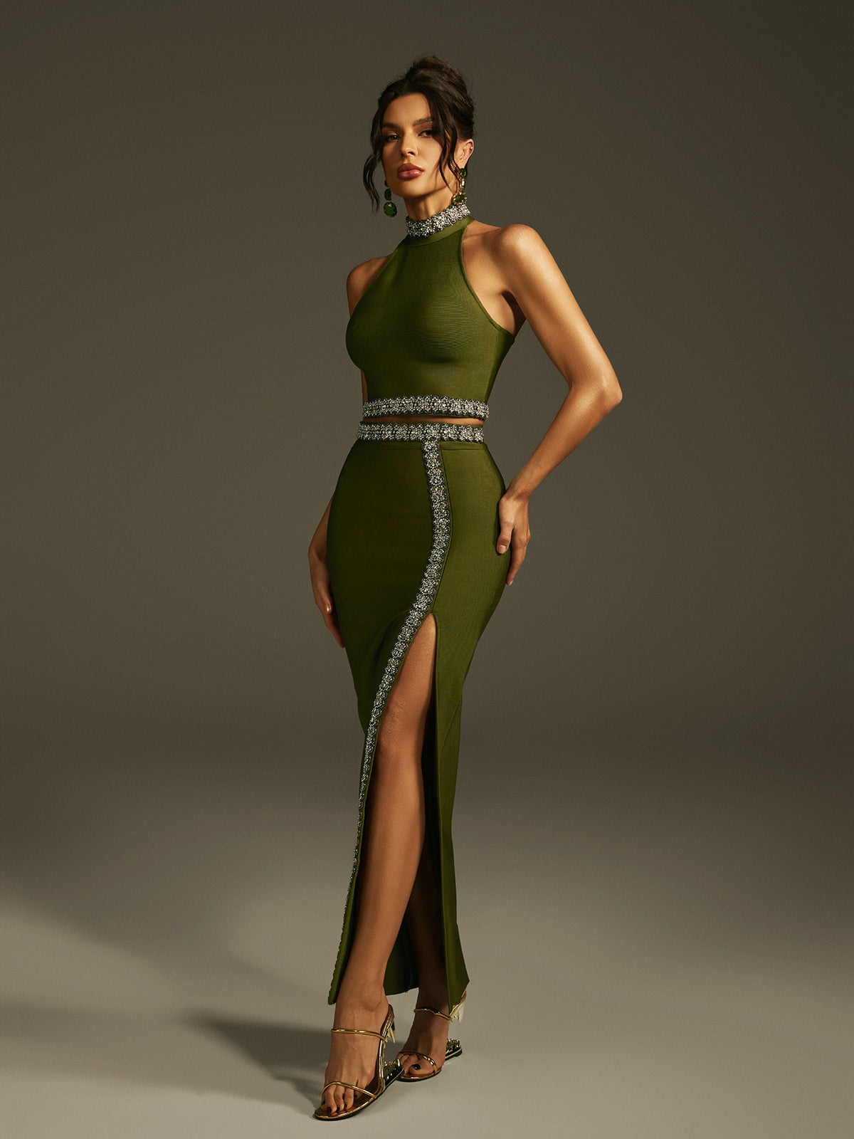 Landri Halterneck Kristal Bandaj Etek Seti