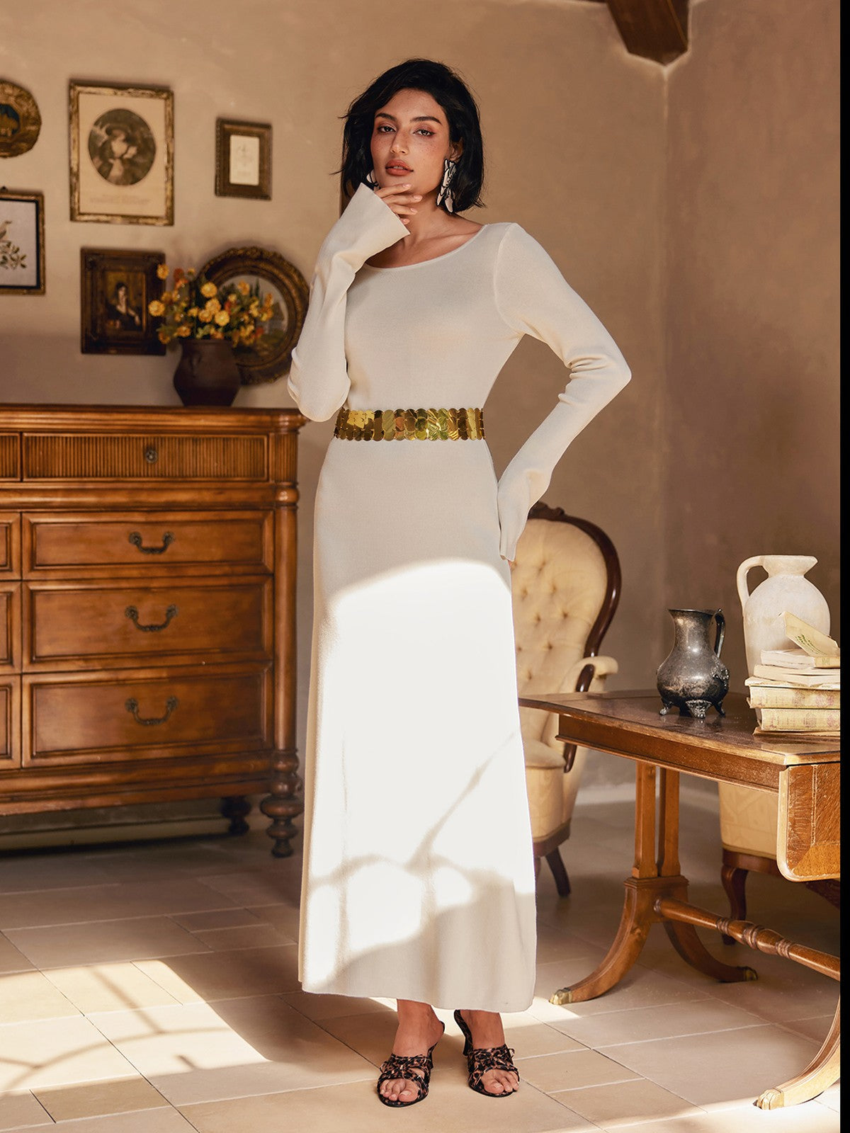 Laurance Sırt Açık Dantel Maxi Elbise