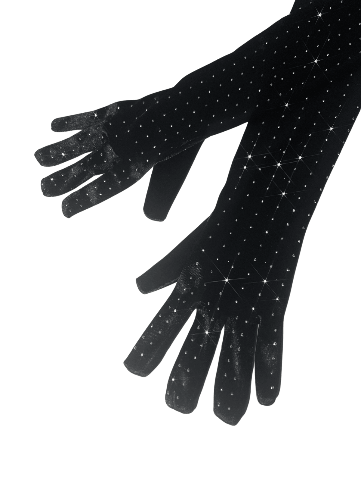 Siyah Ledie Rhinestone Eldivenler