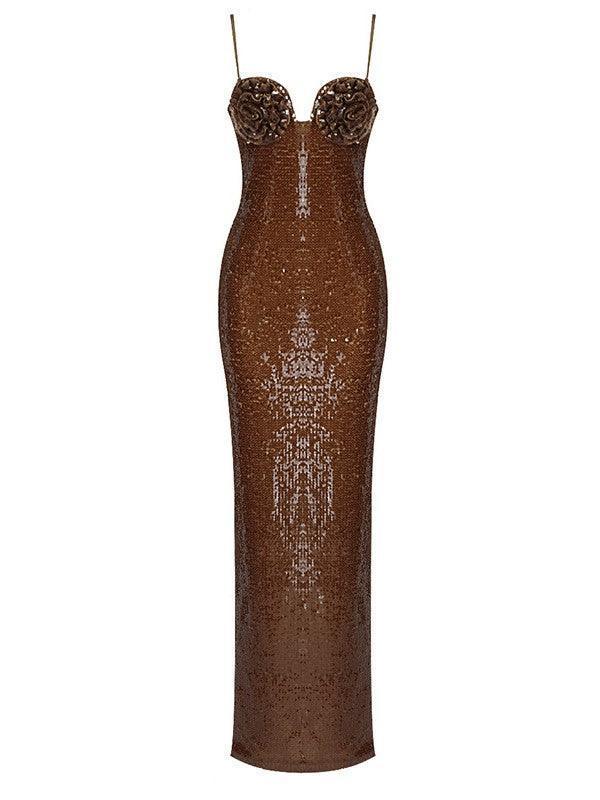 Lorelei Kahverengi Sıralı Elbise