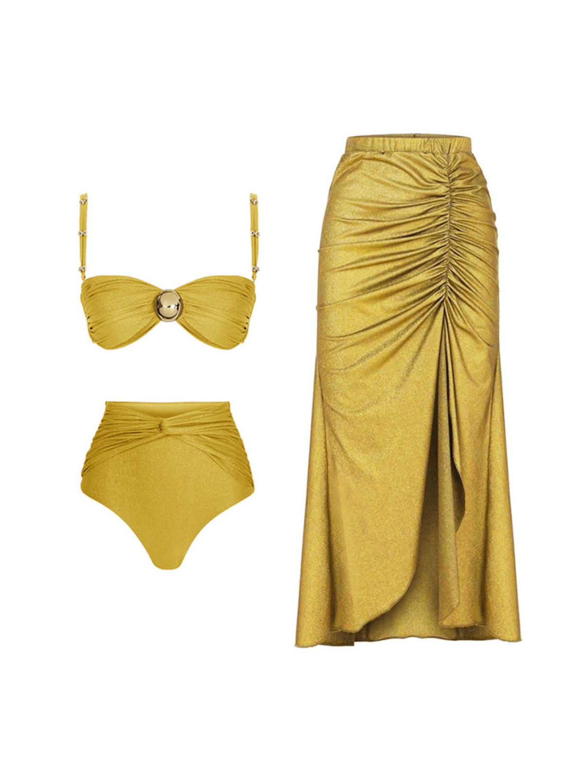 Marusya Kıvrımlı Bikini Üç Parça Set