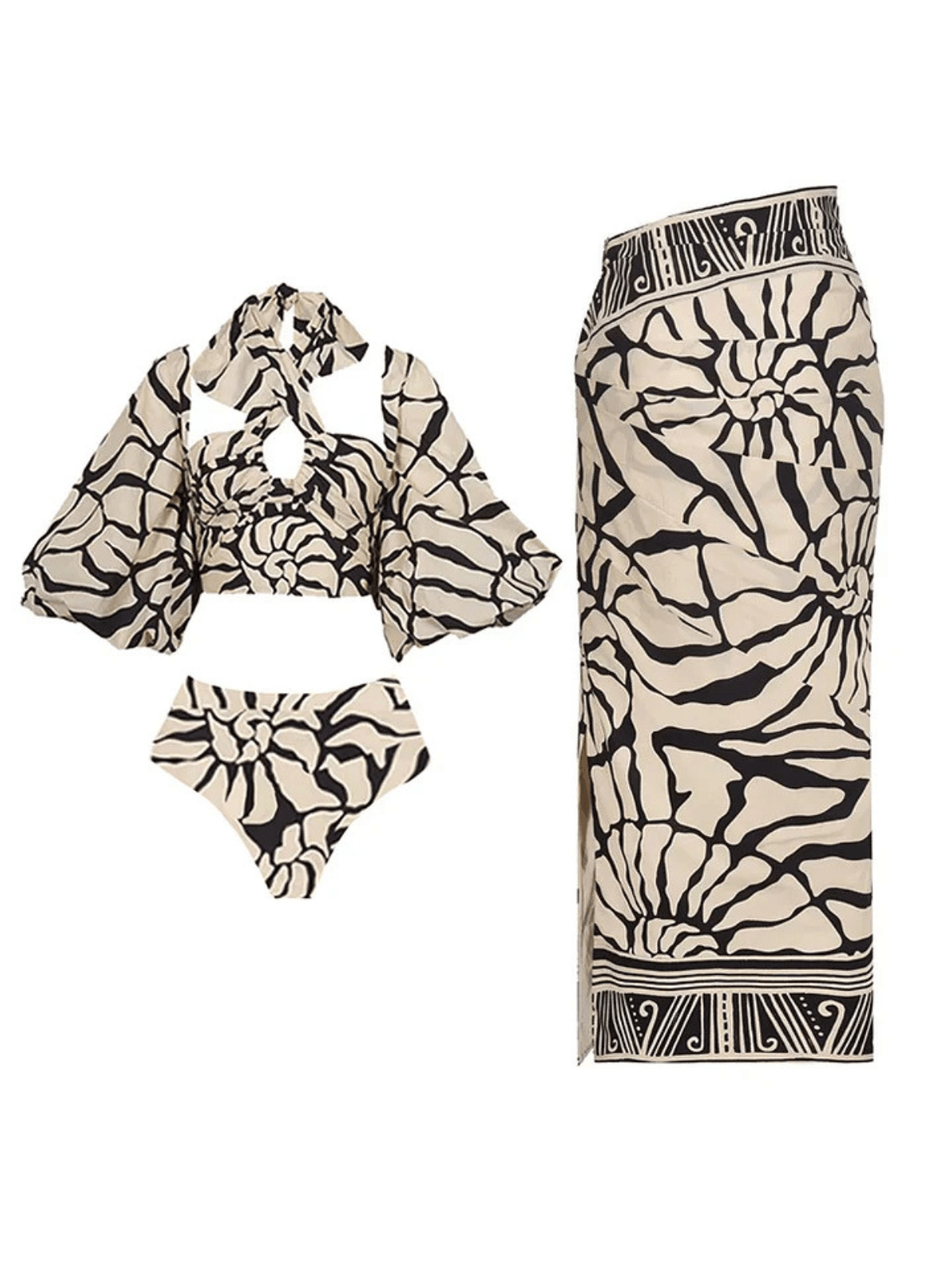 Maureen Desenli Bikini Üç Parça Set