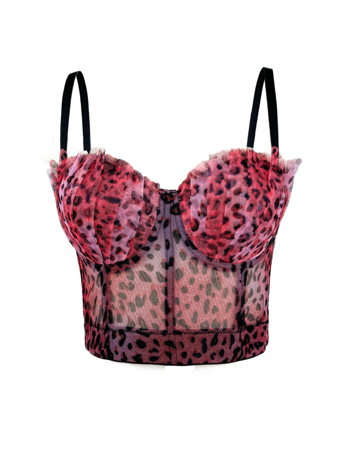 Mitchell Spagetti Leopar Desenli Kırmızı Üst